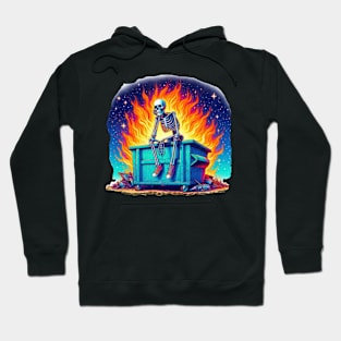 Skeleton on a Dumpster Fire Hoodie